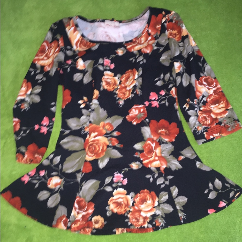 Floral dress shirt 3/4 sleeve
